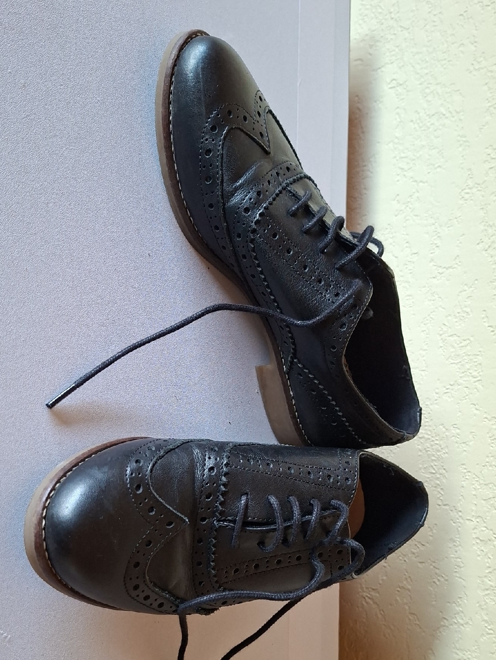 Aldo Black Brogue Lace-Up Derby Shoes